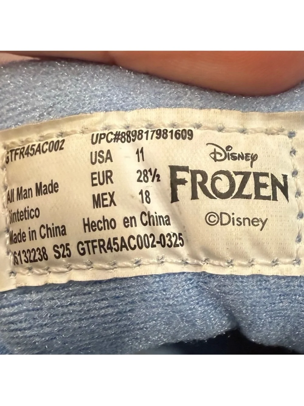 Disney Frozen Elsa Olaf Light Up Sneakers Girls Size 11 Blue Glitter Shoes
